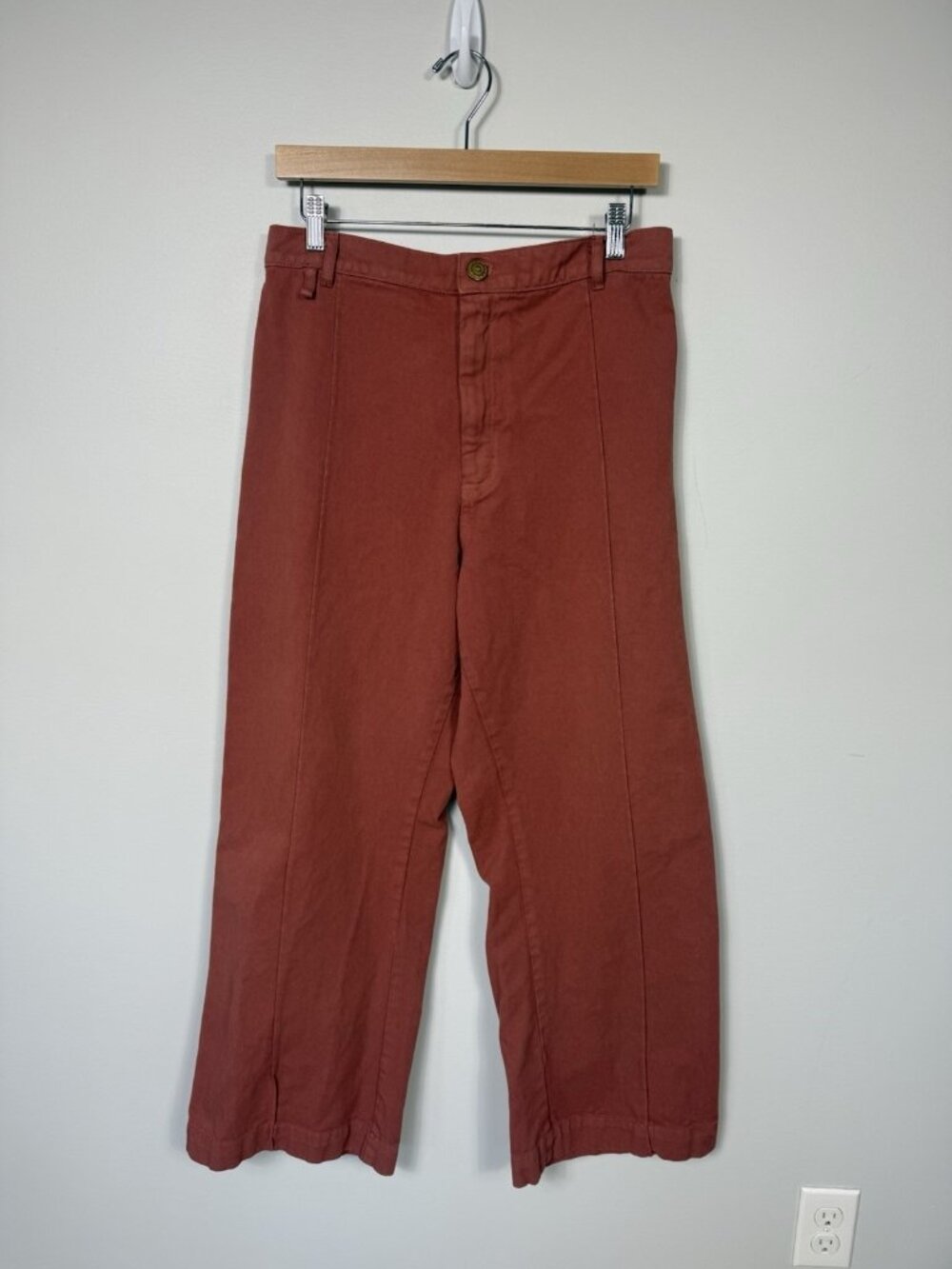 Big Bud Press Western Pants L Petite Clay Terracotta Wide Leg High Rise USA